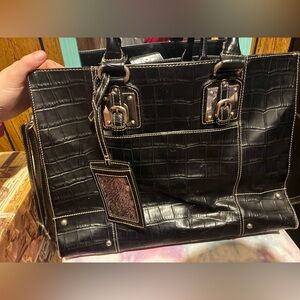 Wilson leather Black Croc-Embossed Tote Bag❤️❤️